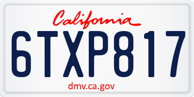 CA license plate 6TXP817