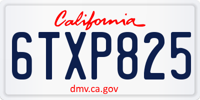 CA license plate 6TXP825