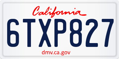 CA license plate 6TXP827