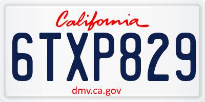 CA license plate 6TXP829