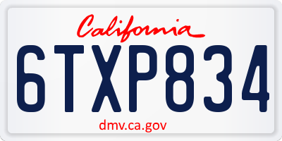 CA license plate 6TXP834