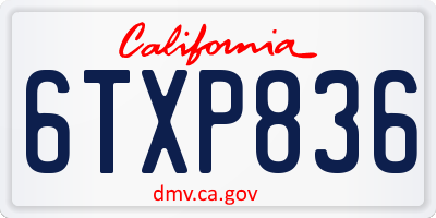 CA license plate 6TXP836