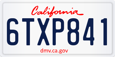 CA license plate 6TXP841
