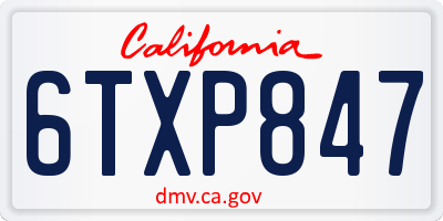 CA license plate 6TXP847