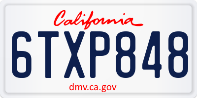 CA license plate 6TXP848