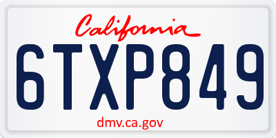CA license plate 6TXP849