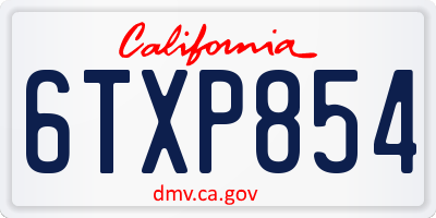 CA license plate 6TXP854