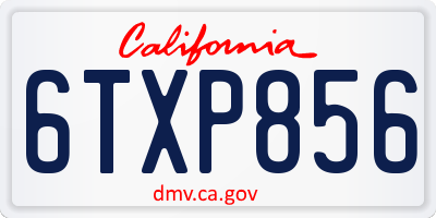 CA license plate 6TXP856