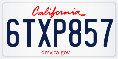 CA license plate 6TXP857