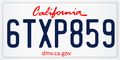 CA license plate 6TXP859