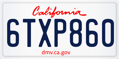 CA license plate 6TXP860