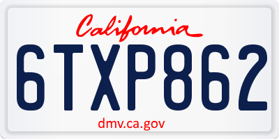 CA license plate 6TXP862