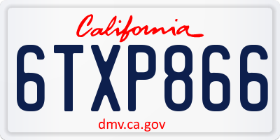 CA license plate 6TXP866