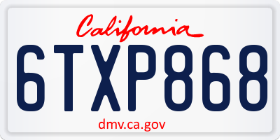 CA license plate 6TXP868