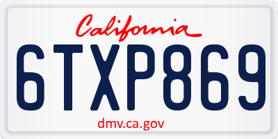 CA license plate 6TXP869