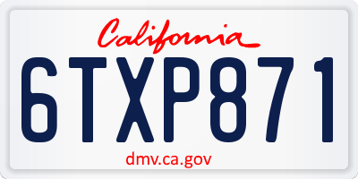 CA license plate 6TXP871