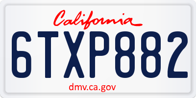 CA license plate 6TXP882