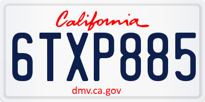 CA license plate 6TXP885