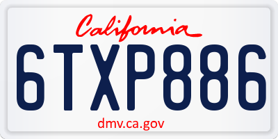 CA license plate 6TXP886