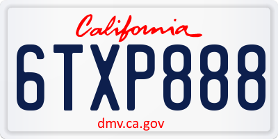 CA license plate 6TXP888