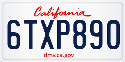 CA license plate 6TXP890