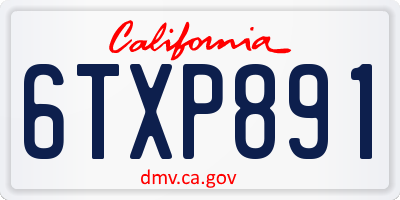 CA license plate 6TXP891