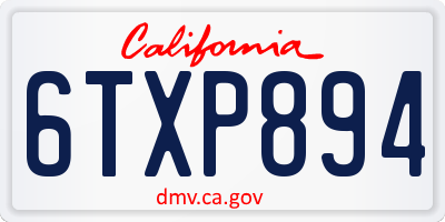 CA license plate 6TXP894