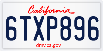 CA license plate 6TXP896