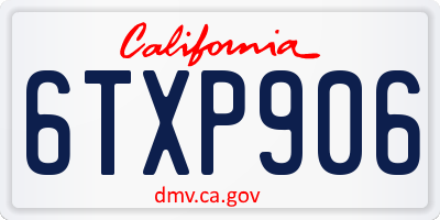 CA license plate 6TXP906