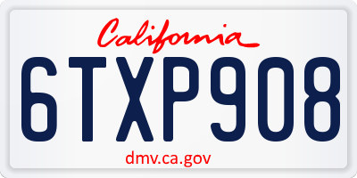 CA license plate 6TXP908