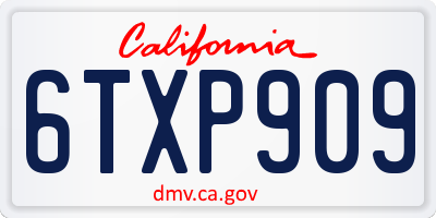 CA license plate 6TXP909