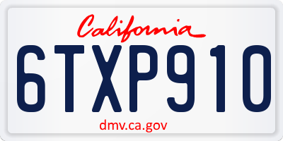 CA license plate 6TXP910