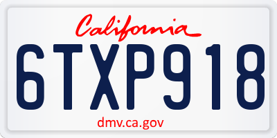 CA license plate 6TXP918