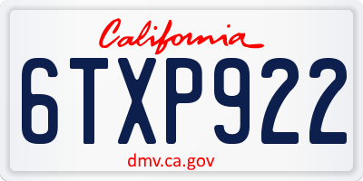 CA license plate 6TXP922