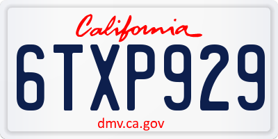 CA license plate 6TXP929