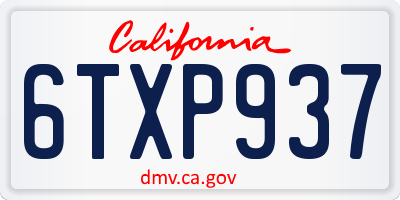 CA license plate 6TXP937