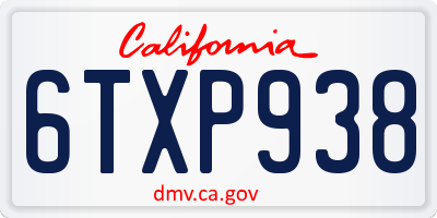 CA license plate 6TXP938