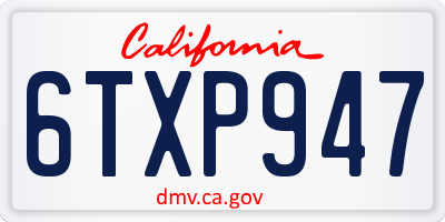 CA license plate 6TXP947