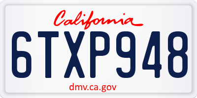 CA license plate 6TXP948