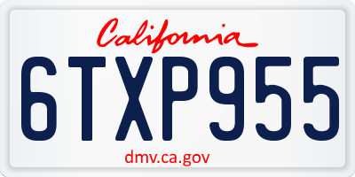 CA license plate 6TXP955