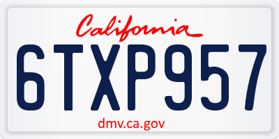 CA license plate 6TXP957