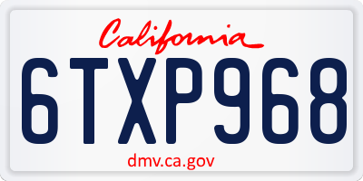 CA license plate 6TXP968