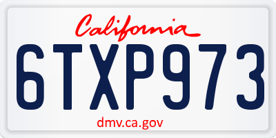 CA license plate 6TXP973