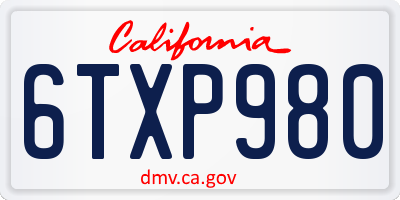 CA license plate 6TXP980