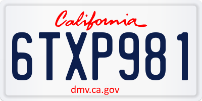 CA license plate 6TXP981