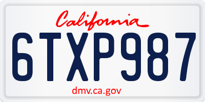 CA license plate 6TXP987