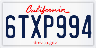 CA license plate 6TXP994