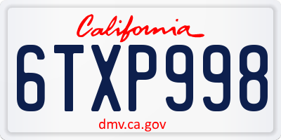 CA license plate 6TXP998