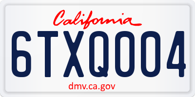CA license plate 6TXQ004