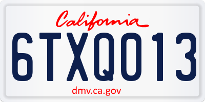 CA license plate 6TXQ013